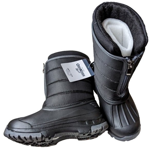 Oshkosh B'gosh Kids Boys Splash Rain Boot ETHAN Duck Boot Zipper Black/G… - Picture 1 of 5